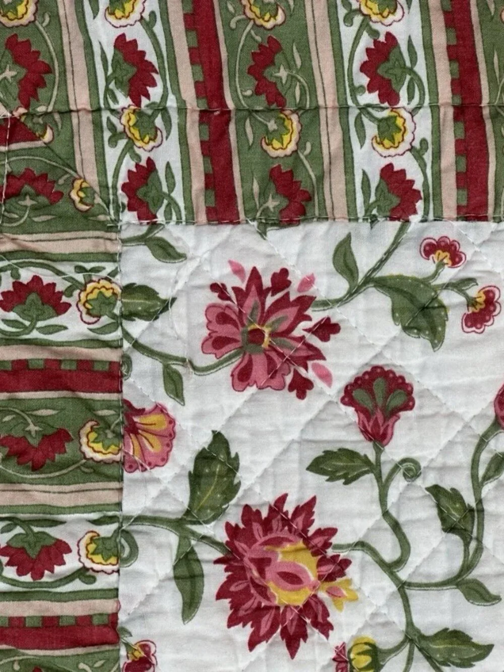 🌸 Vintage Handmade Floral Quilt 60x49 Cottage Garden Reversible Throw Blanket